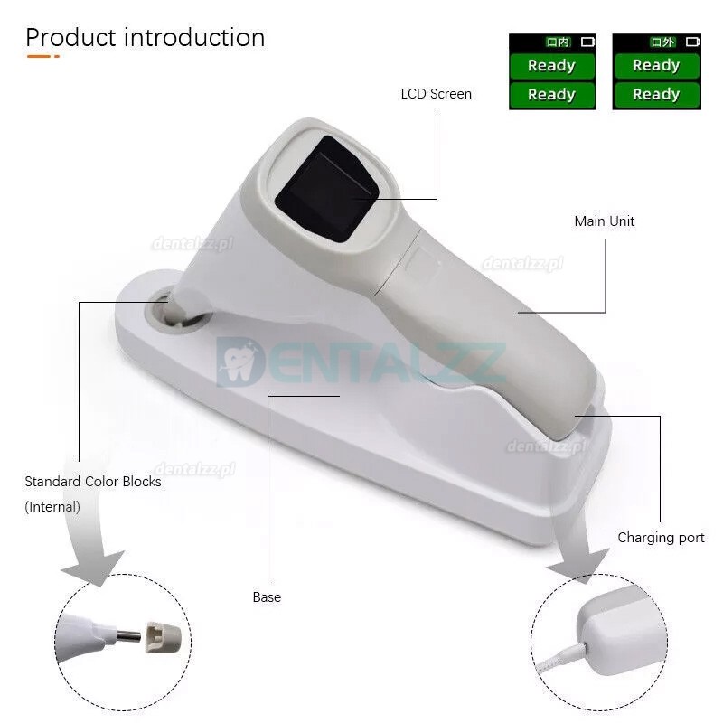 Tandheelkundige LED-tandkleurvergelijker digitale colormeter met tandenschaduwgids